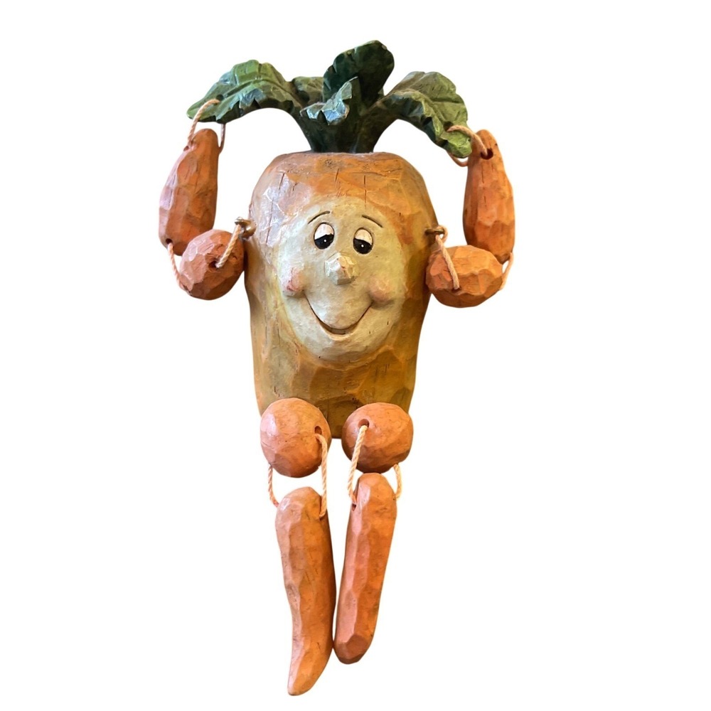 Shelf Sitter Fruit Anthropomorphic Smiling Face Resin kitschy 80's 90s Carrot‎